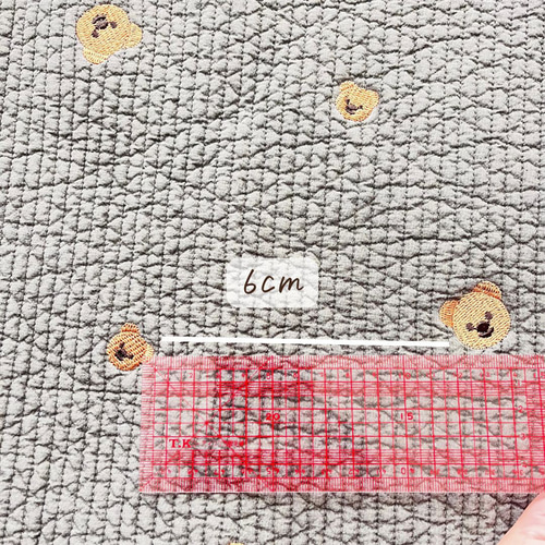 くま柄 グレー】ヌビ生地 入園バッグ 厚手 キルティング かわいい