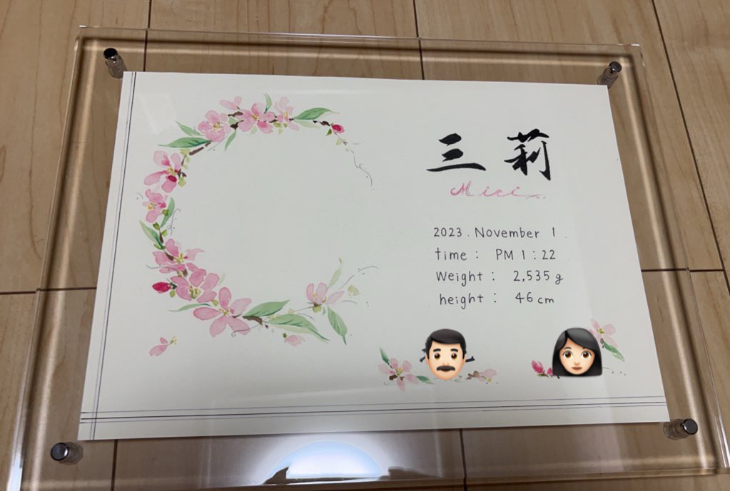 【手書き命名書】A4サイズ✿ 出産祝い お宮参り  書道 おしゃれ インテリア