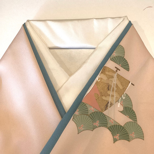 新品】 正絹伊達襟 くすみ青緑色 正絹重ね衿 広衿 和装小物（帯・半襟