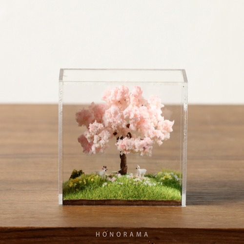 お部屋でお花見✿ ジオラマフレームセット 四季の丘~春・満開の お部屋でお花見✿ ジオラマフレームセット 四季の丘~春・満開の