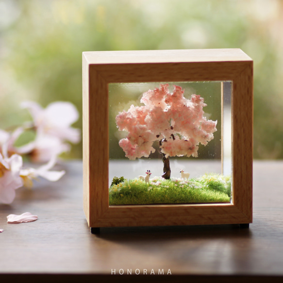 お部屋でお花見✿ ジオラマフレームセット　四季の丘～春・満開の桜 4枚目の画像