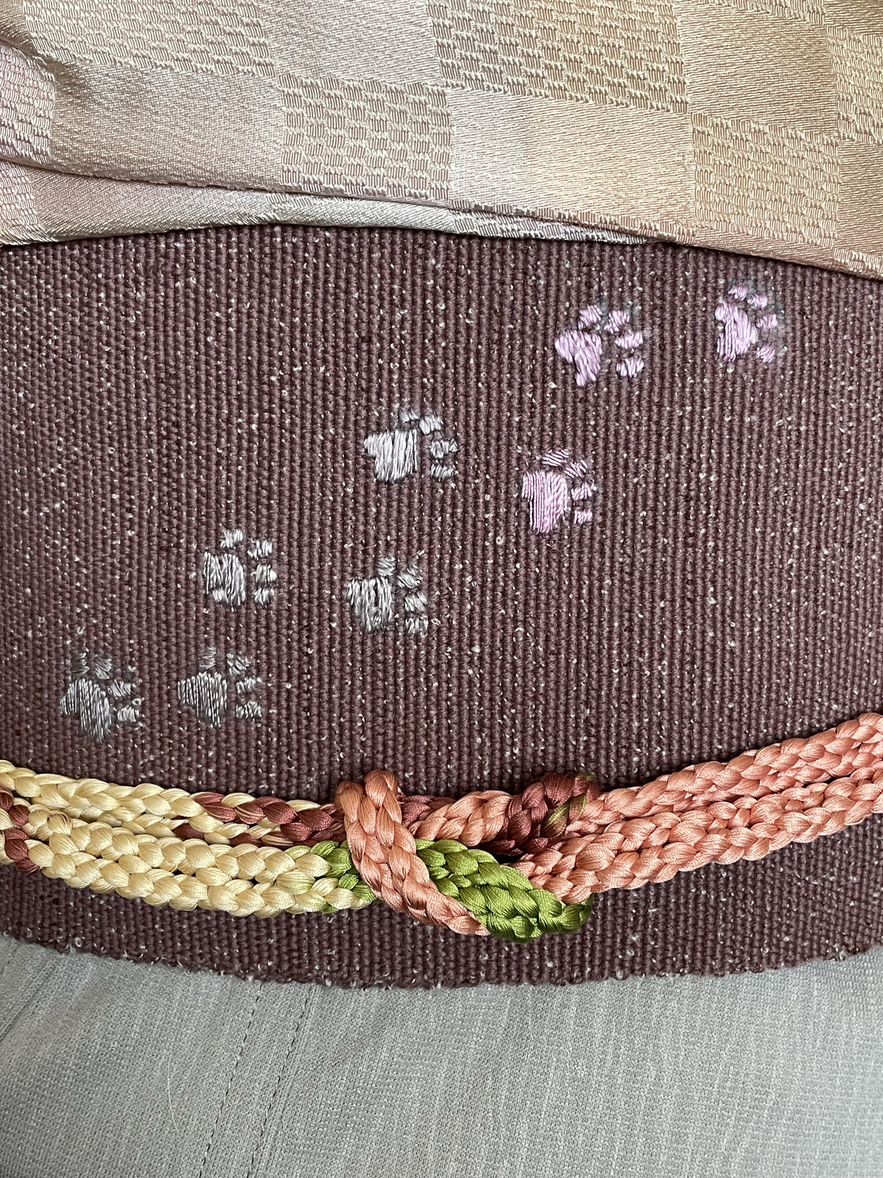 ねこの帯(紫・えんじ色) /猫・和装・着物