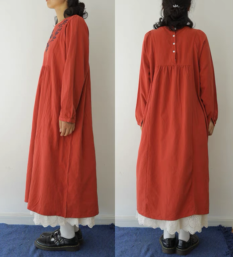 S970Nレディース半袖ワンピース赤S春夏刺繍日本製Vivienne 9/5 S970Nレディース半袖ワンピース赤S春夏刺繍日本製Vivienne 9/5