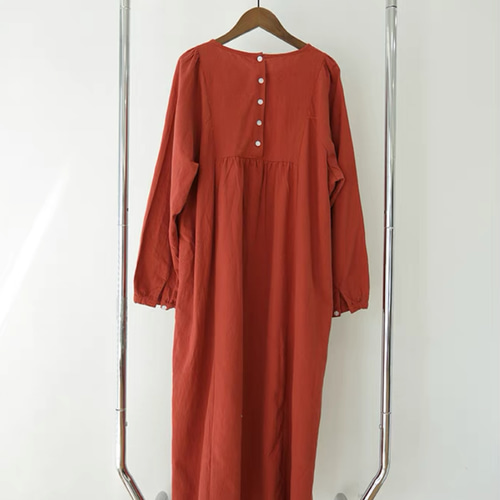 長袖 春秋 ワンピース レディース 日常 刺繍 ポンペイアンレッド