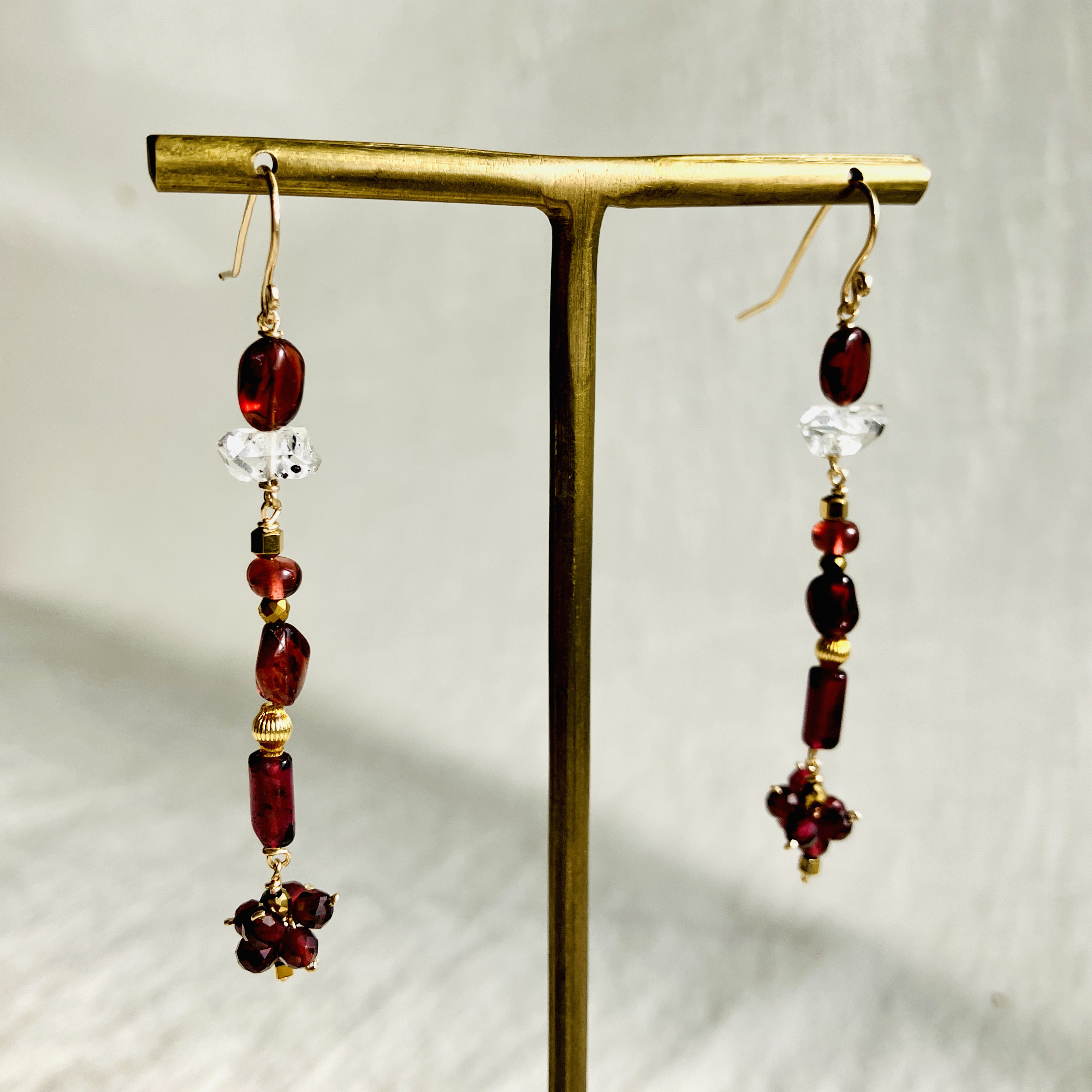 Raspberry jam　木苺のジャム　K１４gfフックピアス　１点もの　イヤリング等変更可