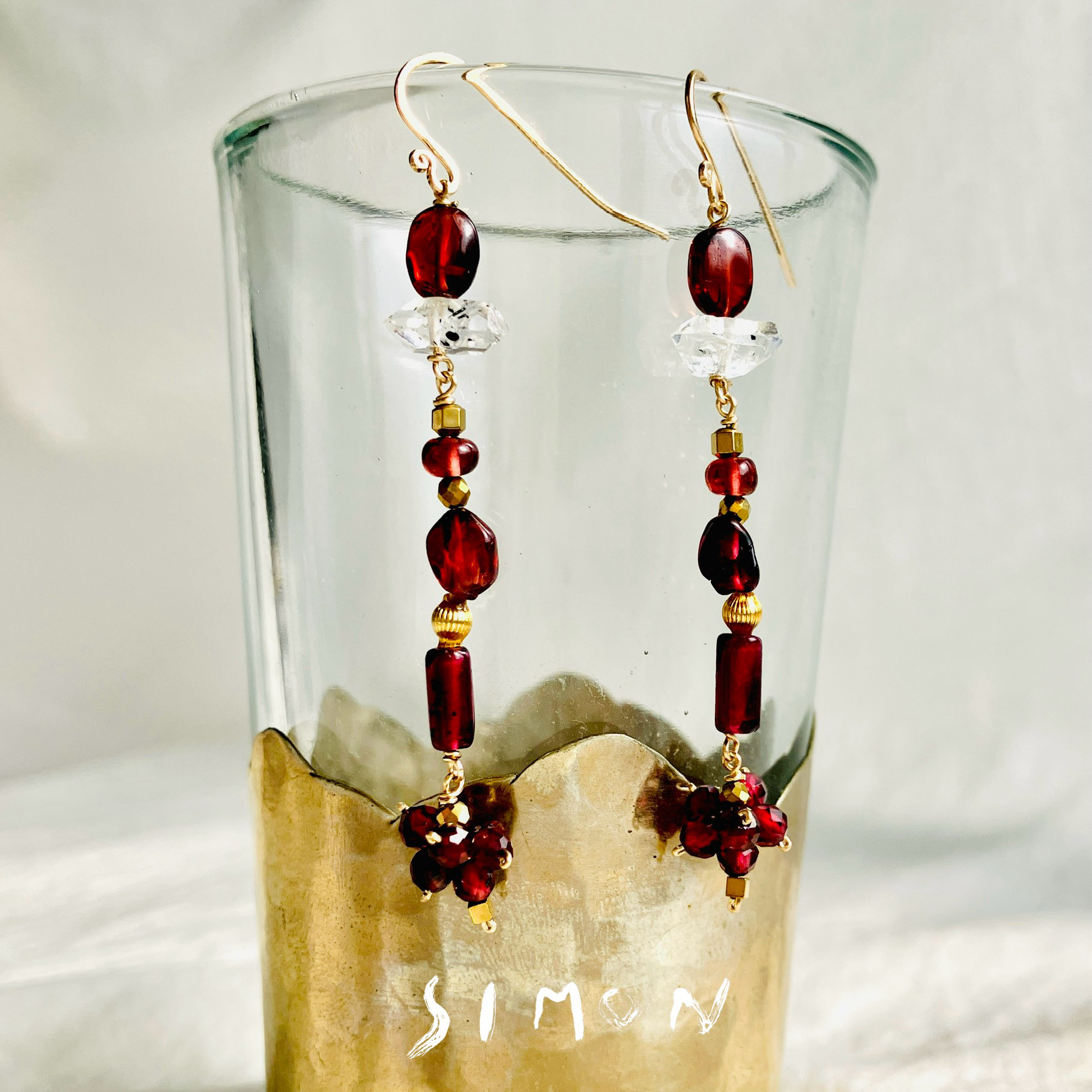 Raspberry jam　木苺のジャム　K１４gfフックピアス　１点もの　イヤリング等変更可