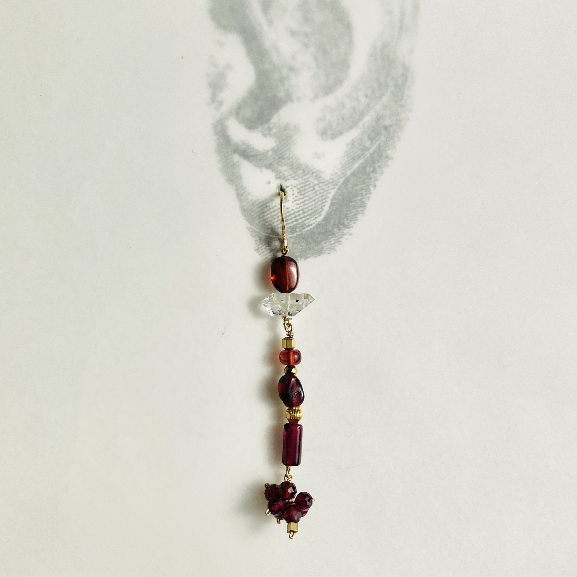 Raspberry jam　木苺のジャム　K１４gfフックピアス　１点もの　イヤリング等変更可