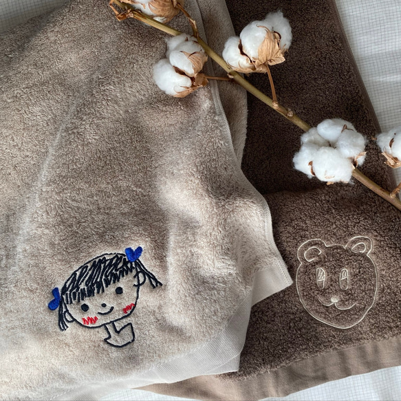 子どもの絵刺繍【フェイスタオル】似顔絵刺繍 今治タオル タオル