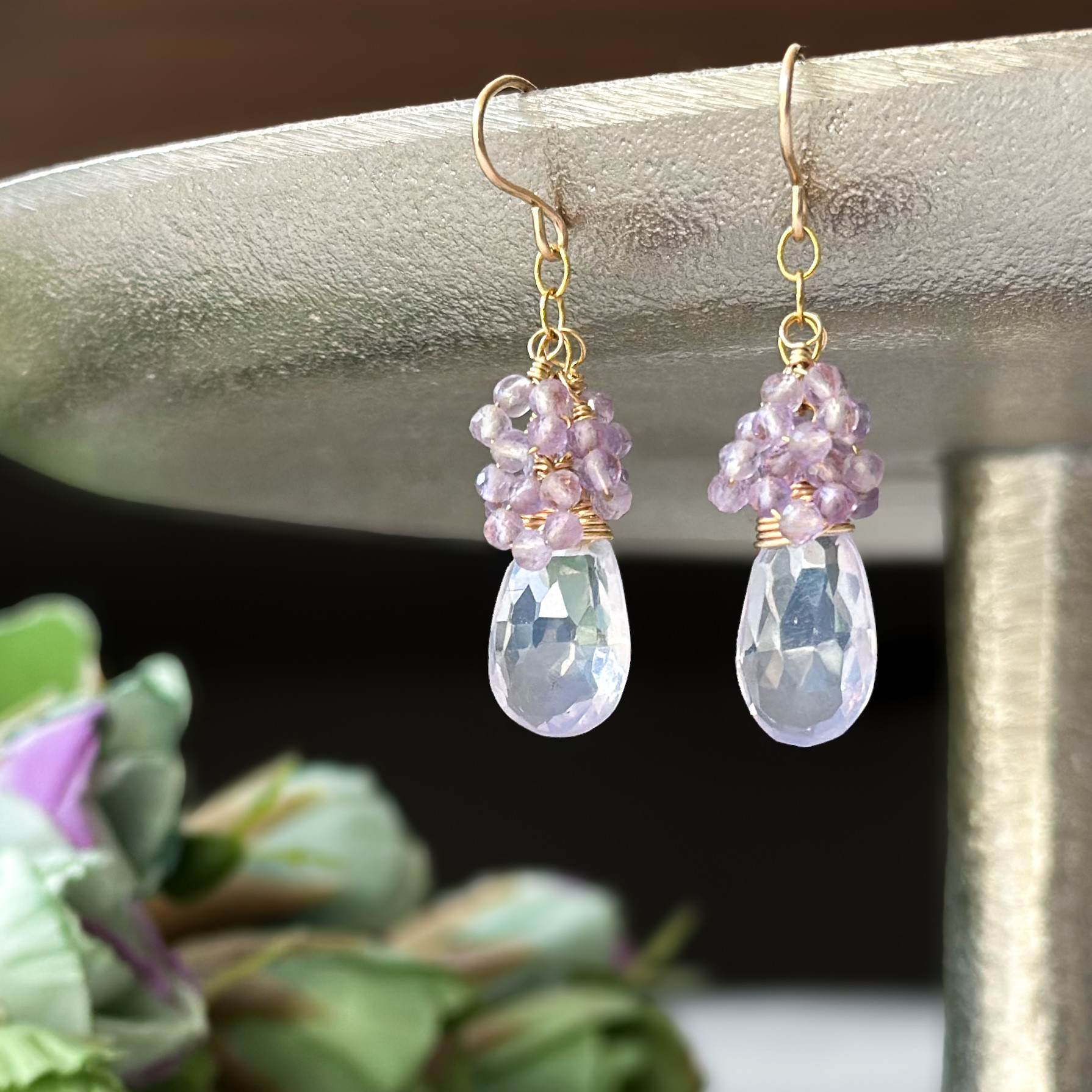 14kgf*春霞*スコロライトの春待ちピアス／イヤリング*天然石