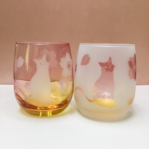 春の超早割 】猫の日2025 桜ネコ 春のグラデーショングラス