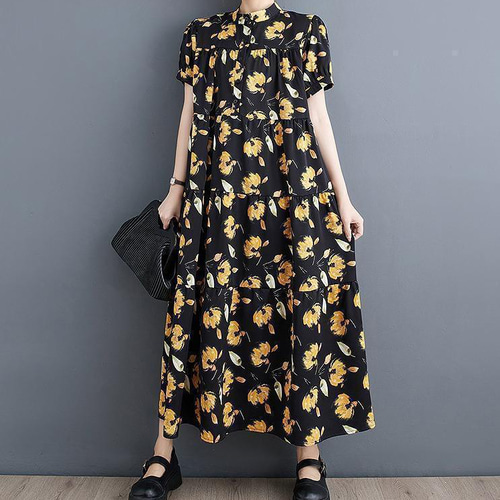 【別倉庫からの配送】 大きいサイズ レディース 新品 秋 春夏 ロング 花柄 ワンピース ワンピース