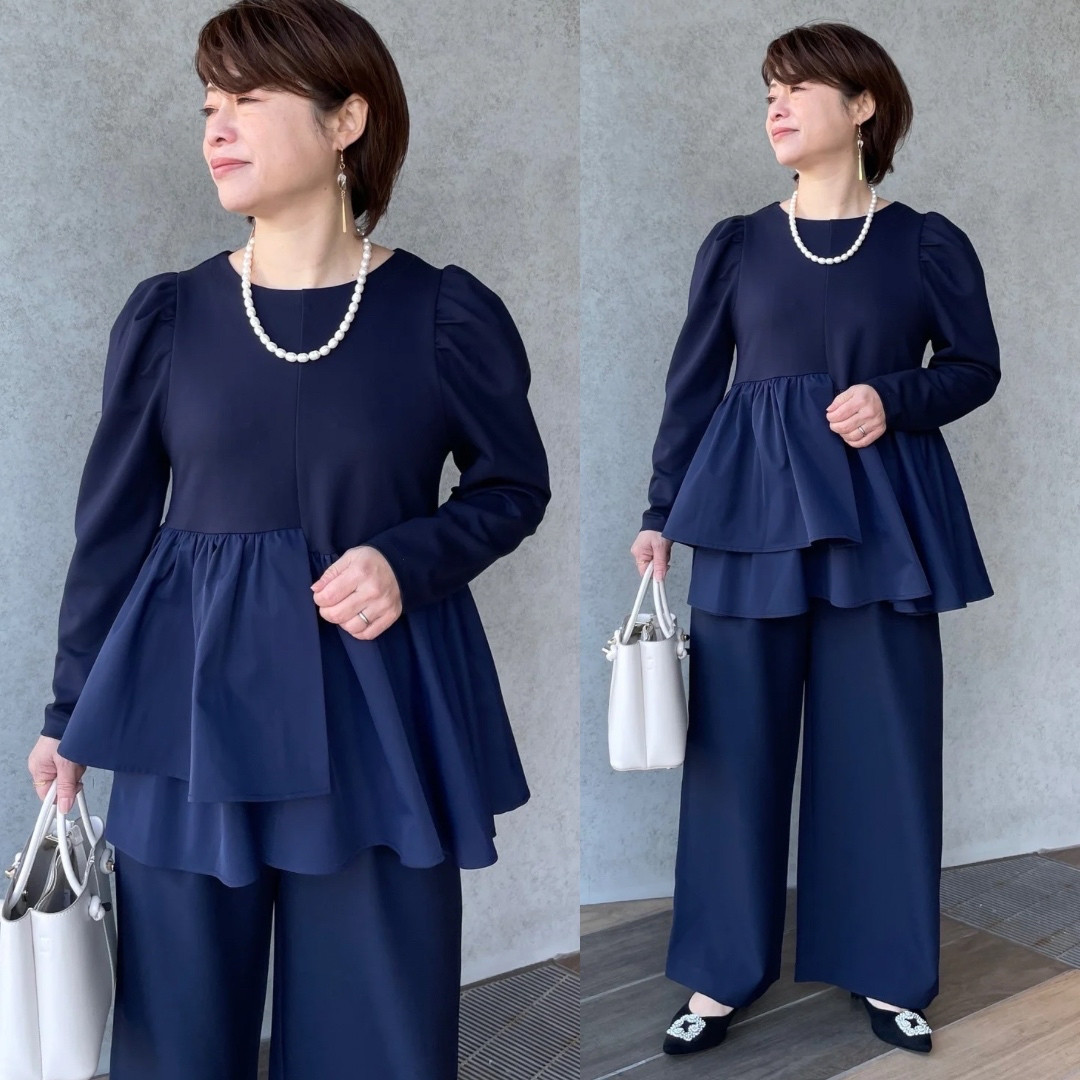小柄S■フォーマル＆卒業♡セットアップにも♡360度お洒落ゆったりフレアトップス 紺■入学 KMC-756 506852