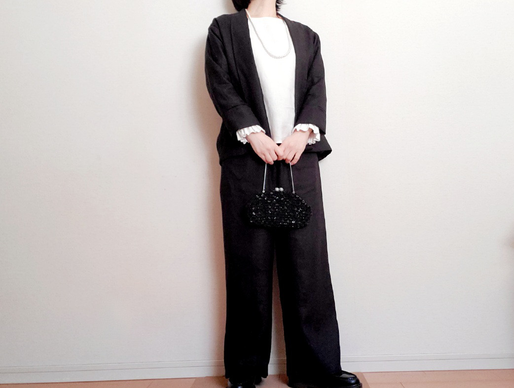 【新作】お家で洗える！丈が選べる一年中着回せる♡スッキリ見えてゆったり心地よい大人のリネンパンツ漆黒