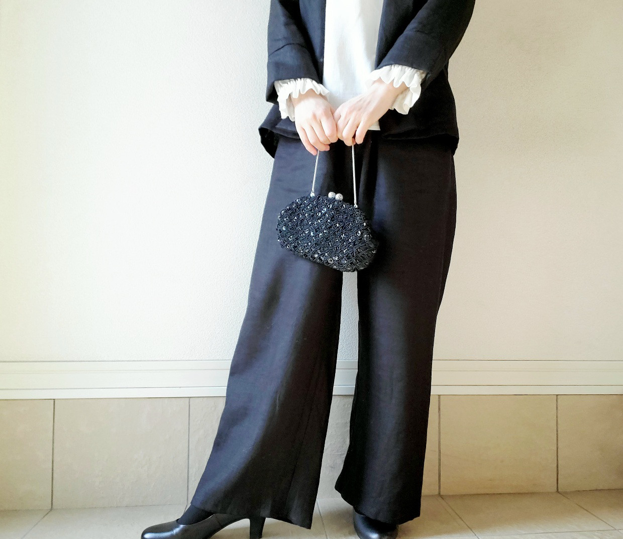 【新作】お家で洗える！丈が選べる一年中着回せる♡スッキリ見えてゆったり心地よい大人のリネンパンツ漆黒