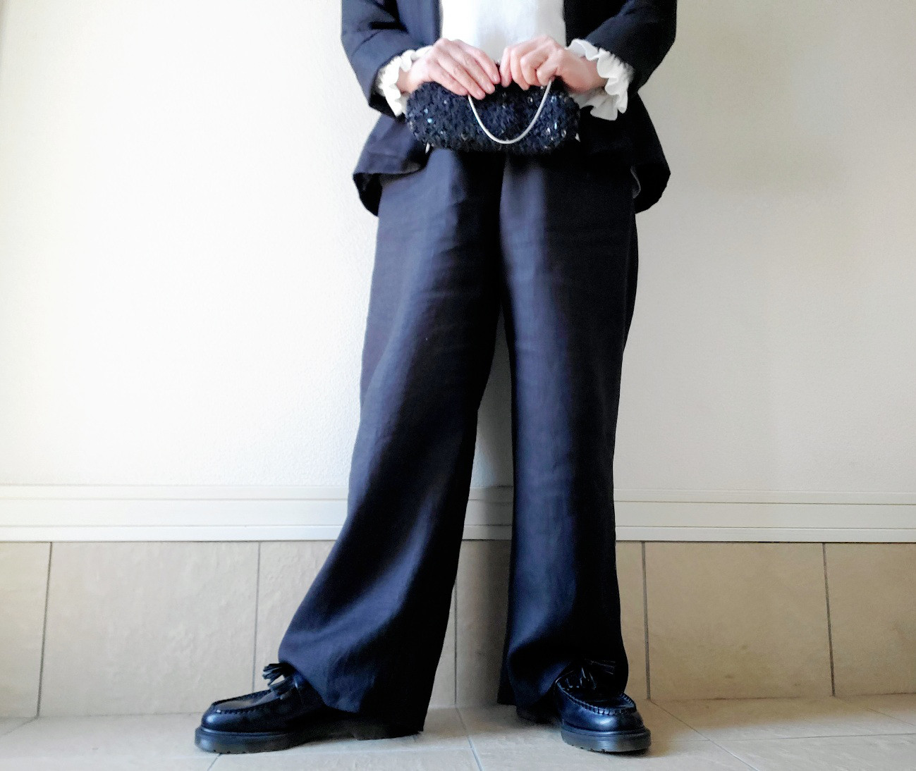 【新作】お家で洗える！丈が選べる一年中着回せる♡スッキリ見えてゆったり心地よい大人のリネンパンツ漆黒