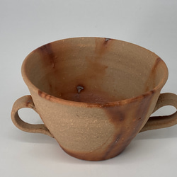 備前焼　カフェカップ　緋襷　紙箱入り 2枚目の画像