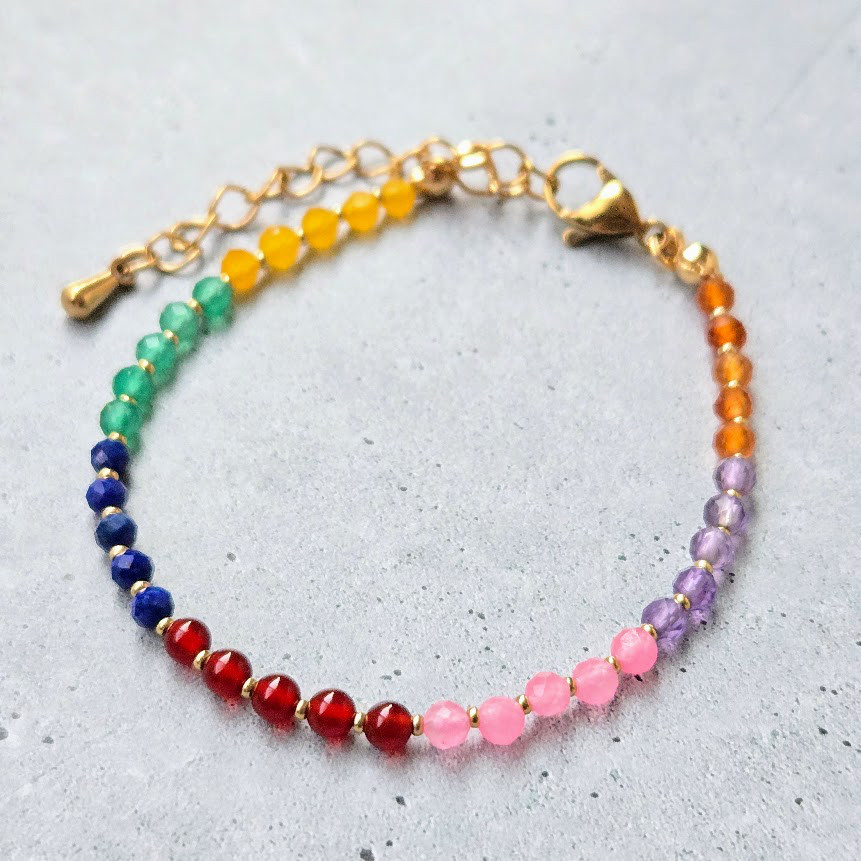 【再販×2】推し活◆7色の天然石ブレスレット◆サージカルステンレス使用