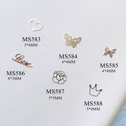 (1000個)ネイルパーツ　　蝶　ハート　MS583〜MS588 1枚目の画像