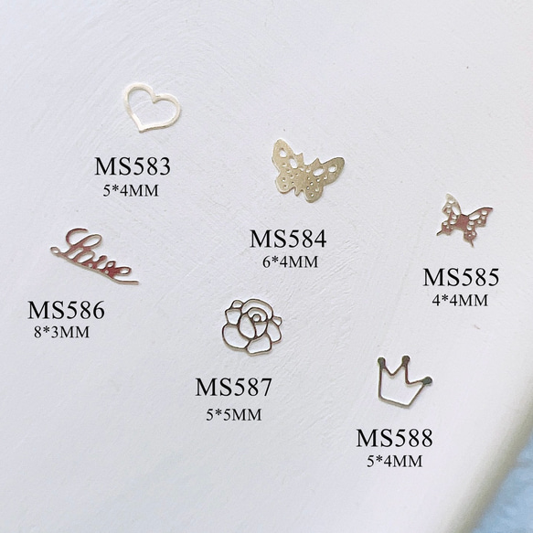 (1000個)ネイルパーツ　　蝶　ハート　MS583〜MS588 1枚目の画像