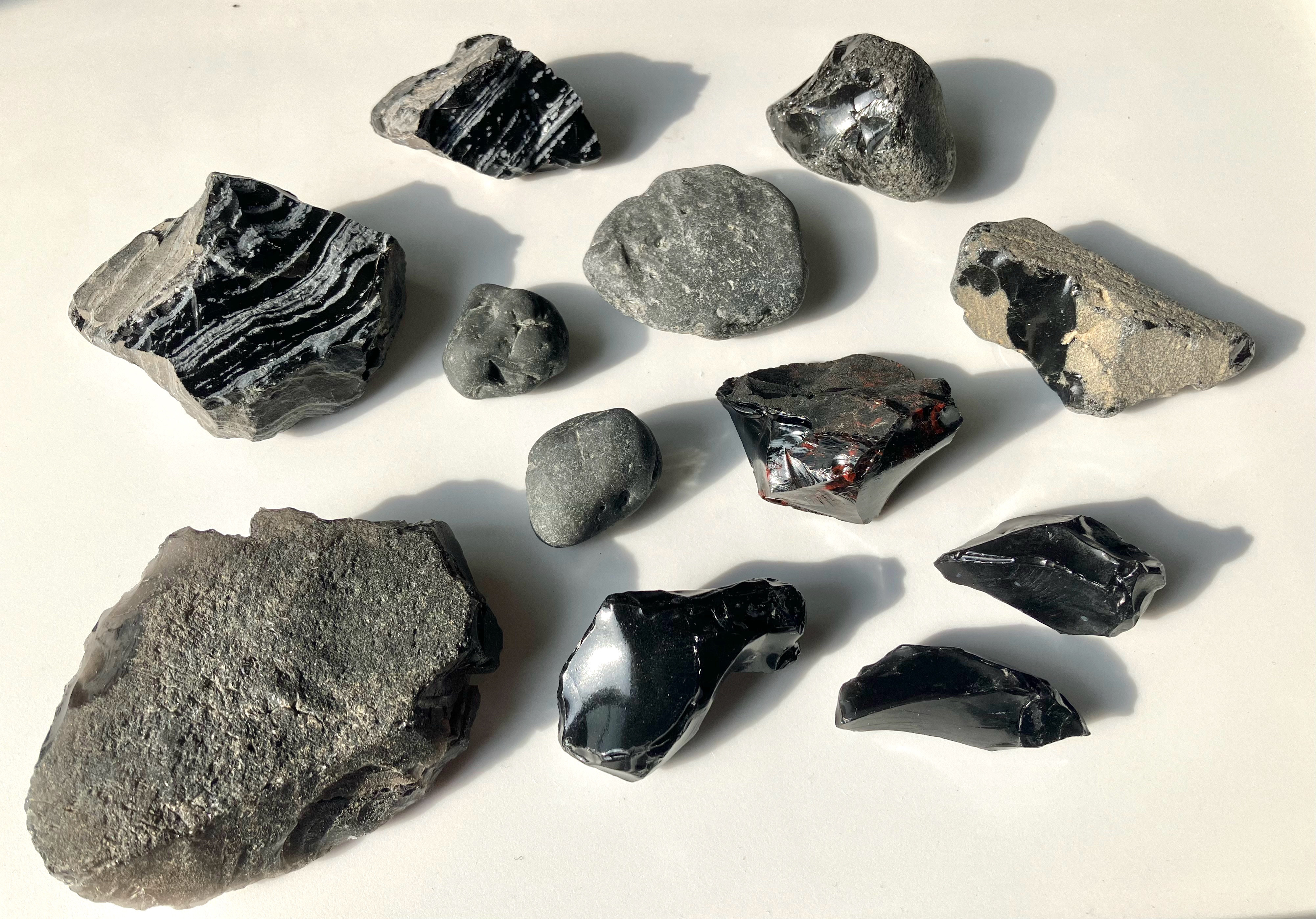 北から南　国産obsidian 日本黒曜石６種類　計１２個セット