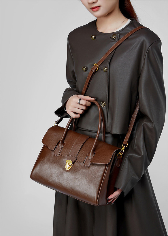 復古本革大容量トートバッグ 牛革出張する通勤用Tote bag 1枚目の画像