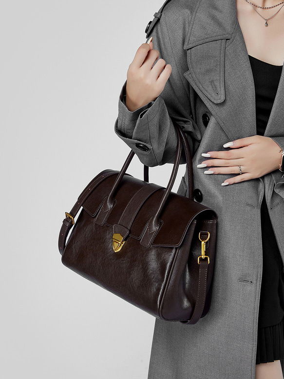 復古本革大容量トートバッグ 牛革出張する通勤用Tote bag 6枚目の画像