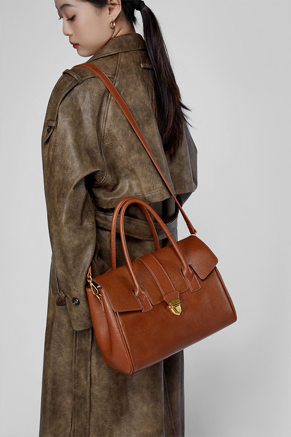 復古本革大容量トートバッグ 牛革出張する通勤用Tote bag 9枚目の画像