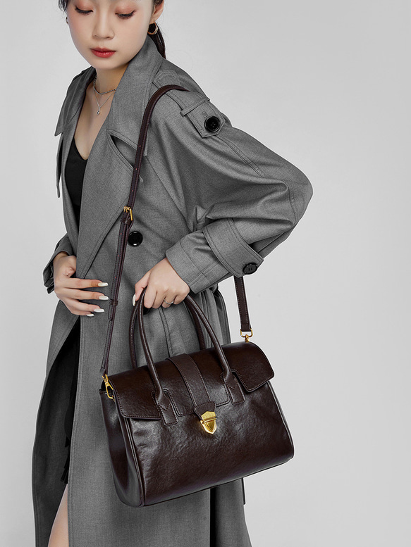 復古本革大容量トートバッグ 牛革出張する通勤用Tote bag 5枚目の画像