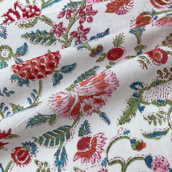 インド ブロックプリント生地 ミニカットクロス10枚セットvol.018暖色系 ファブリック はぎれ IF0144 4枚目の画像