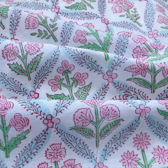 インド ブロックプリント生地 ミニカットクロス10枚セットvol.018暖色系 ファブリック はぎれ IF0144 7枚目の画像