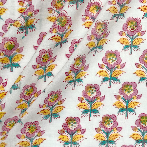 インド ブロックプリント生地 ミニカットクロス10枚セットvol.018暖色系 ファブリック はぎれ IF0144 5枚目の画像