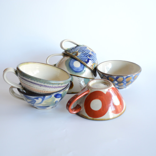 やちむん 幸陶器】三彩 (さんさい) スープカップ お椀・ボウル・鉢