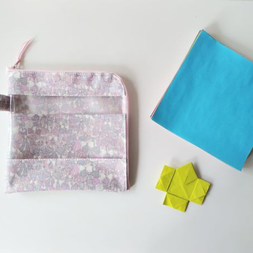 折り紙ポーチ L字ファスナークリアポーチ ジェニーズボウズ リバティ
