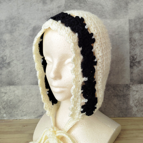 【さき】ボンネット ニット帽 ハンドメイド 編み物 もこもこ！ #編み物 #かぎ針編み #ボンネット #handmade #뜨개질