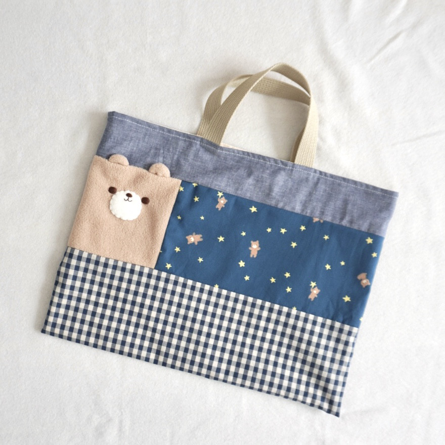 ふわふわくまさんのレッスンバッグ　（ブルー）