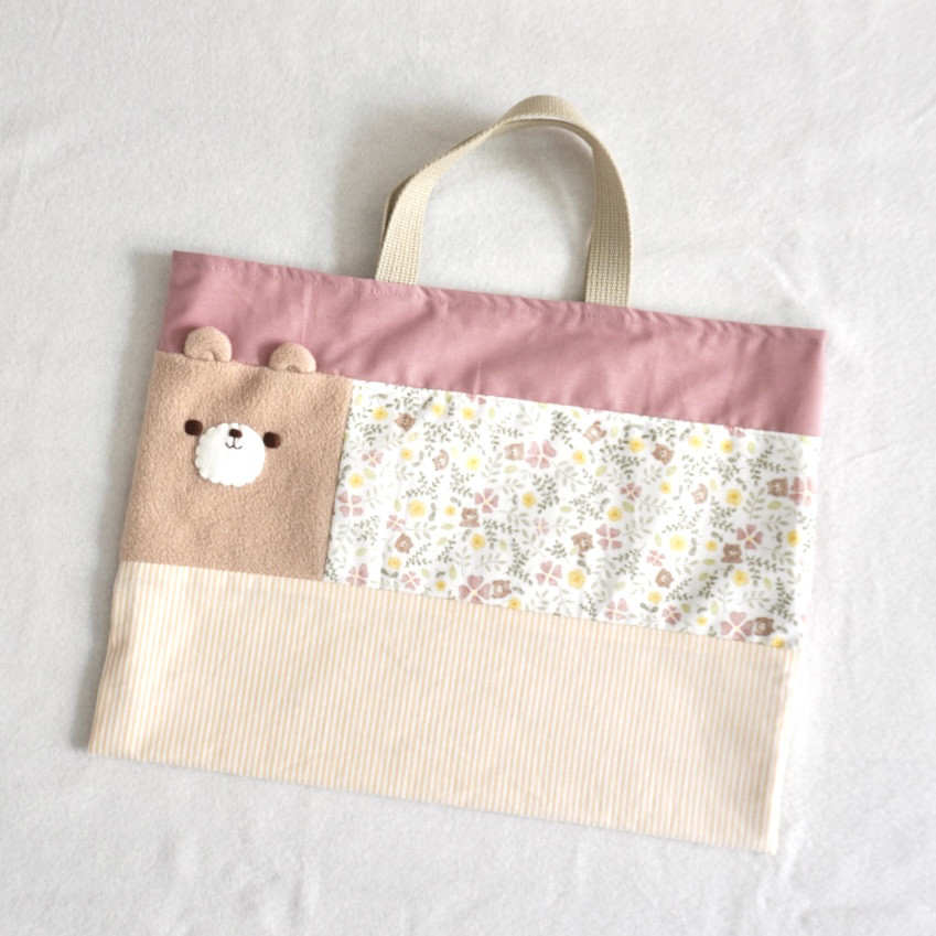 ふわふわくまさんのレッスンバッグ　（ピンク）