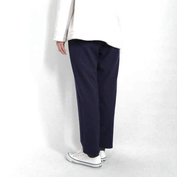 【Creema限定カラー】再販！× 12  裏起毛あったか素材のなんでもないパンツ  やわらかな落ち感  ネイビー 6枚目の画像