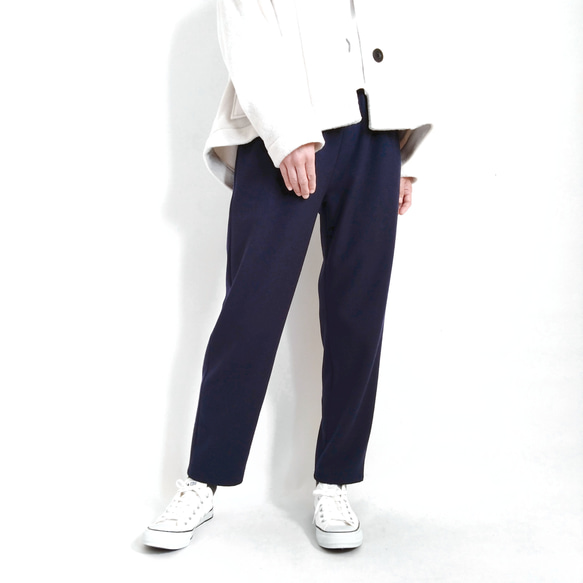 【Creema限定カラー】再販！× 12  裏起毛あったか素材のなんでもないパンツ  やわらかな落ち感  ネイビー 3枚目の画像