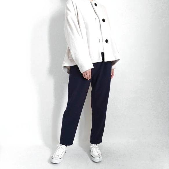 【Creema限定カラー】再販！× 12  裏起毛あったか素材のなんでもないパンツ  やわらかな落ち感  ネイビー 2枚目の画像