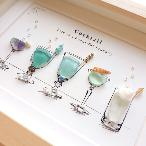 海の恵みのカクテル5 “Sparkle”〉シーグラスアート その他アート