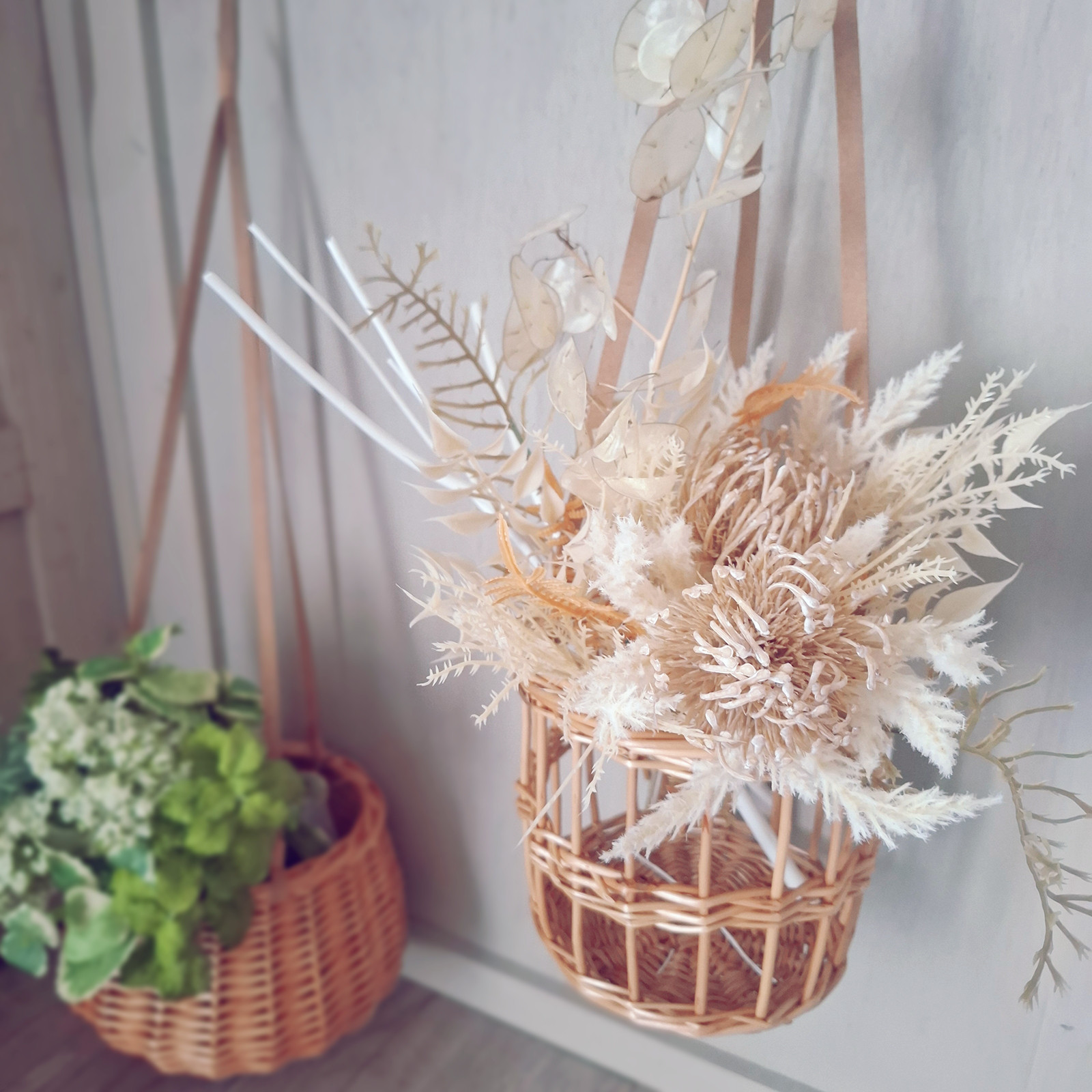 ドライフラワー風スワッグ&ハンギングバスケット│造花スワッグ　インテリア　ナチュラル　母の日ギフト2025