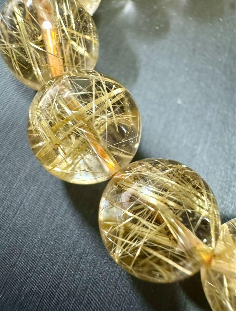 超高品質 透明感抜群 タイチンルチル 13mm 天然石 ブレスレット ルチル