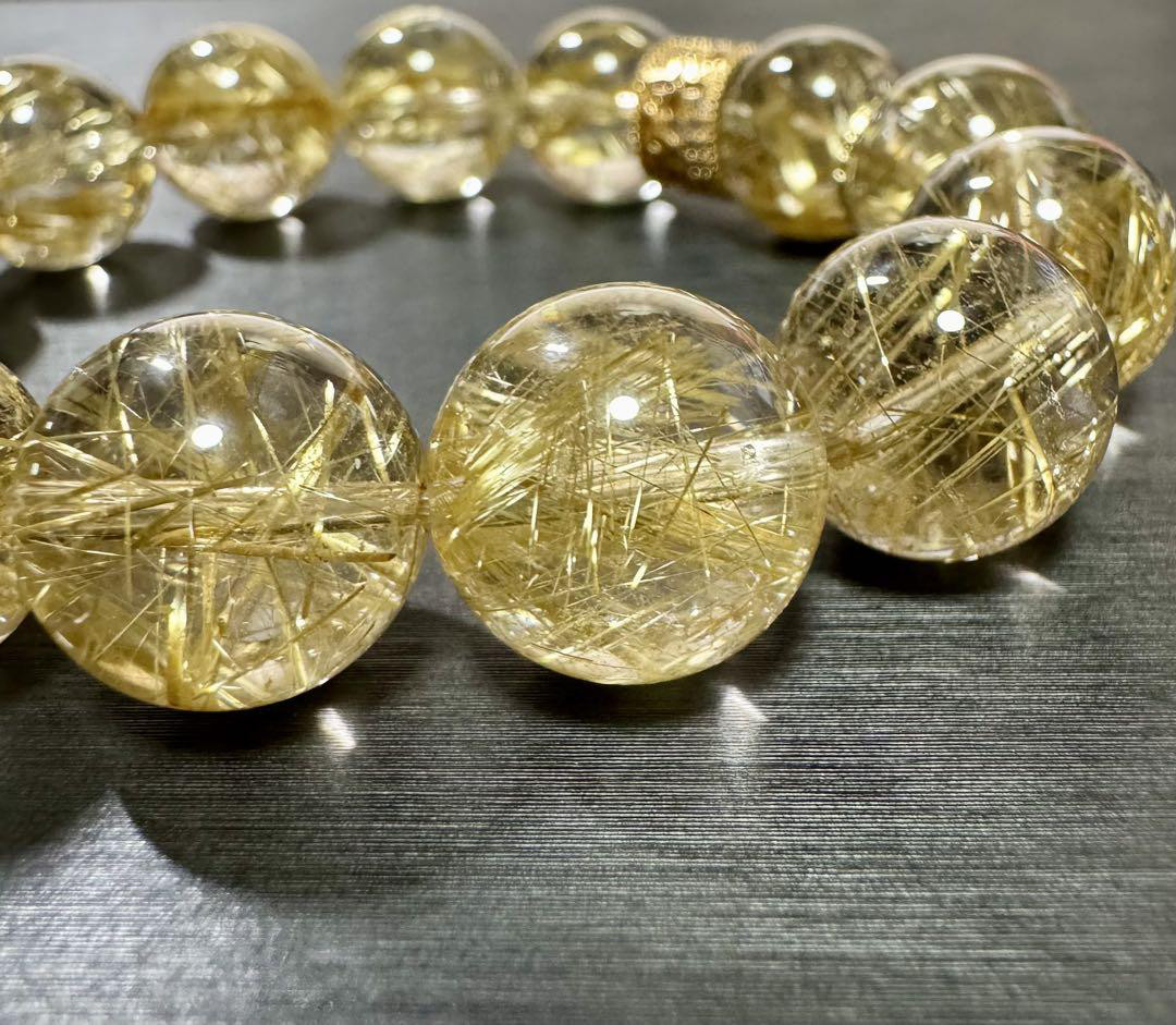 超高品質 透明感抜群 タイチンルチル 13mm 天然石 ブレスレット ルチル