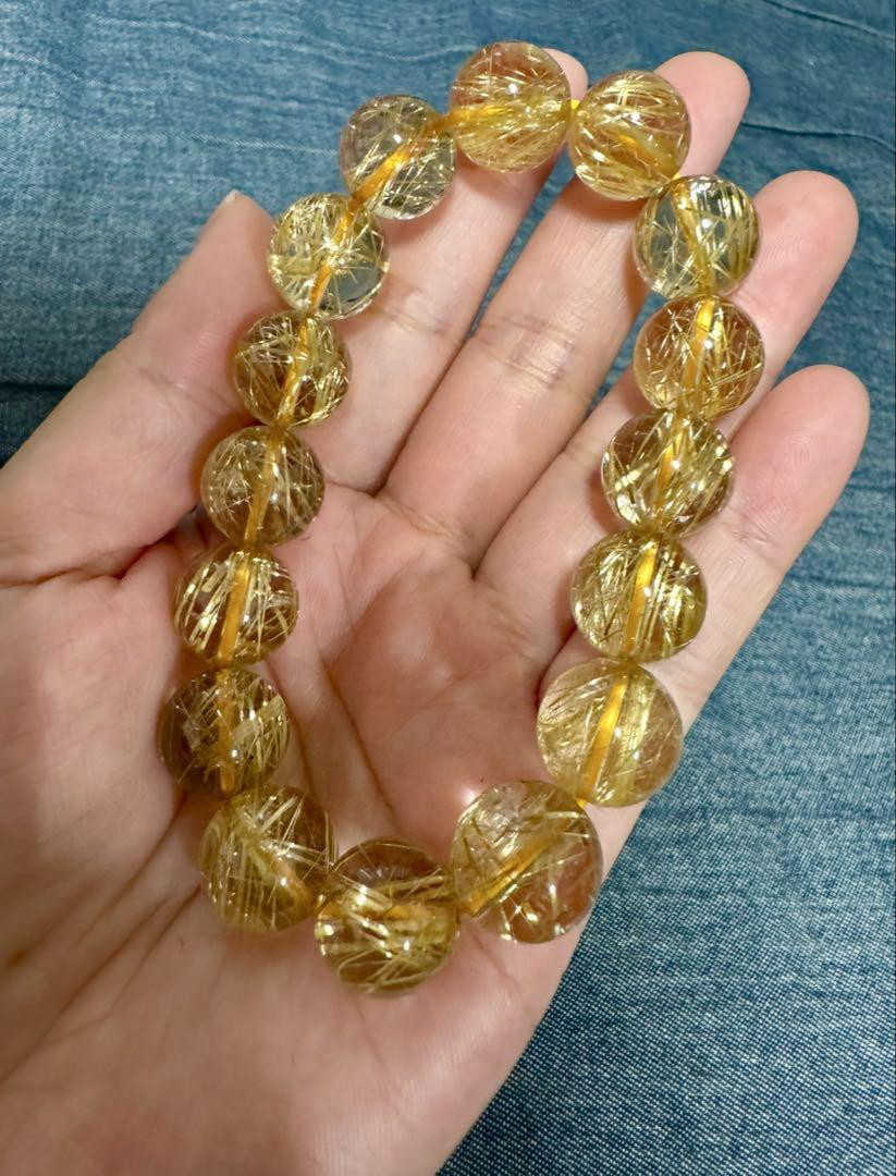 超高品質 透明感抜群 タイチンルチル 13mm 天然石 ブレスレット ルチル