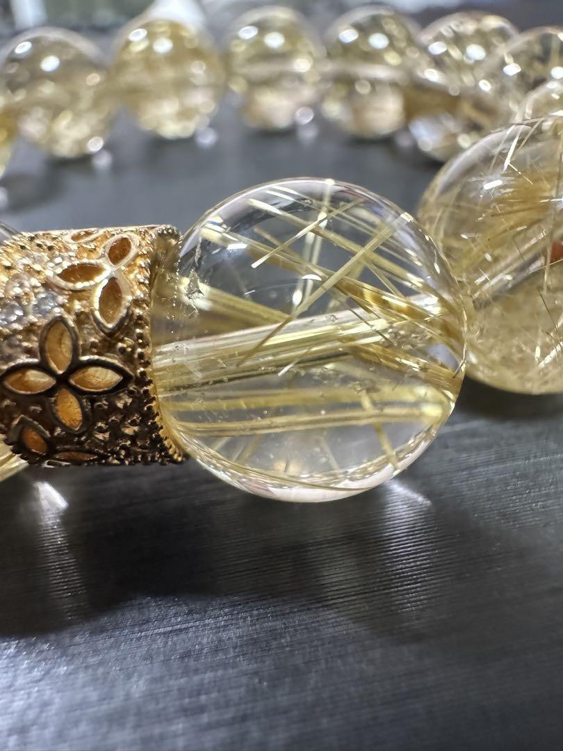 超高品質 透明感抜群 タイチンルチル 13mm 天然石 ブレスレット ルチル