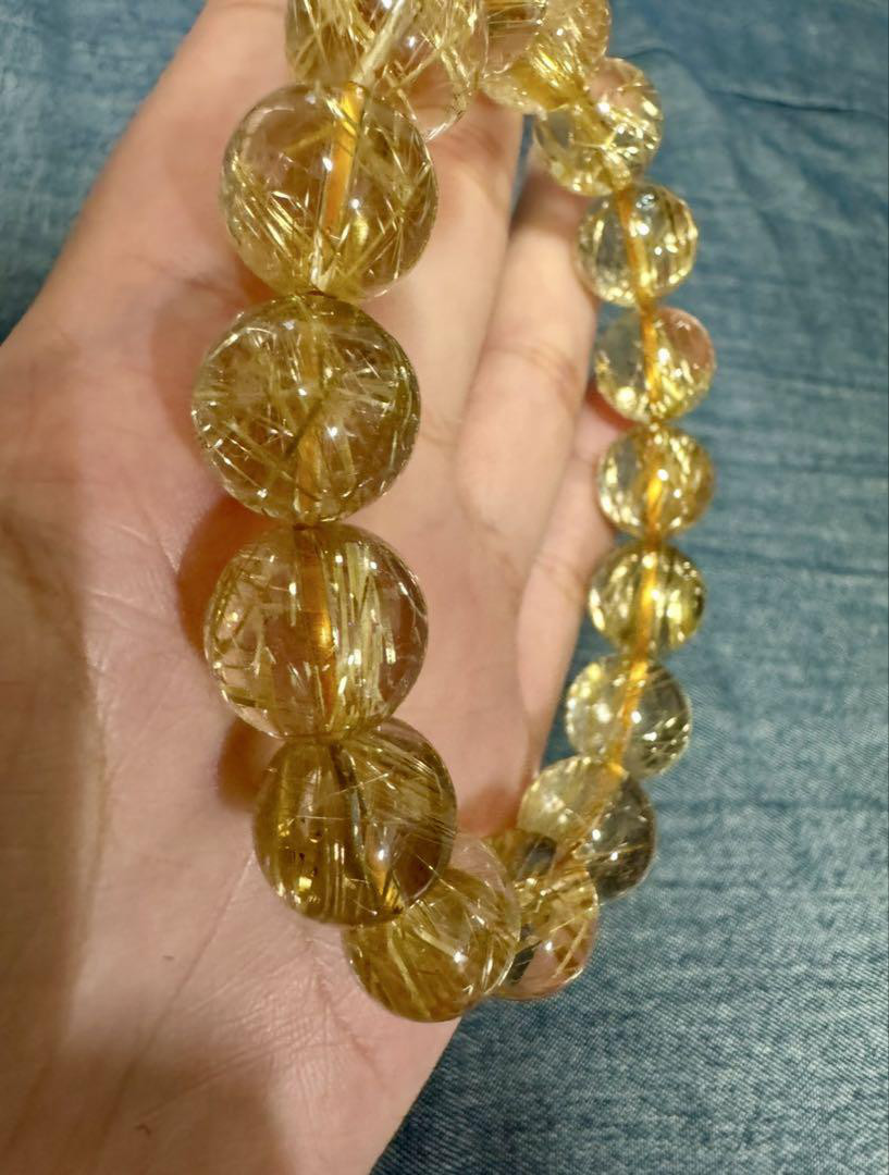 超高品質 透明感抜群 タイチンルチル 13mm 天然石 ブレスレット ルチル