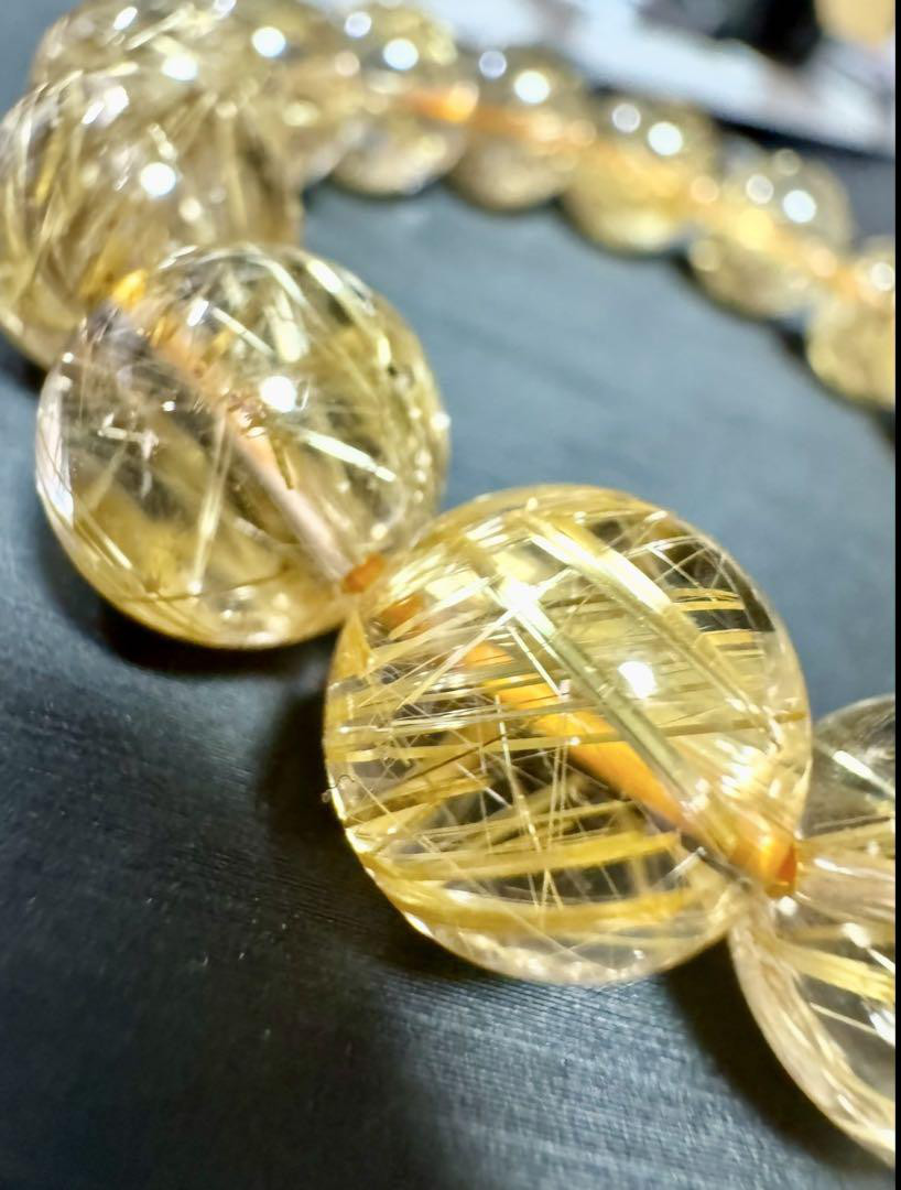 超高品質 透明感抜群 タイチンルチル 13mm 天然石 ブレスレット ルチル