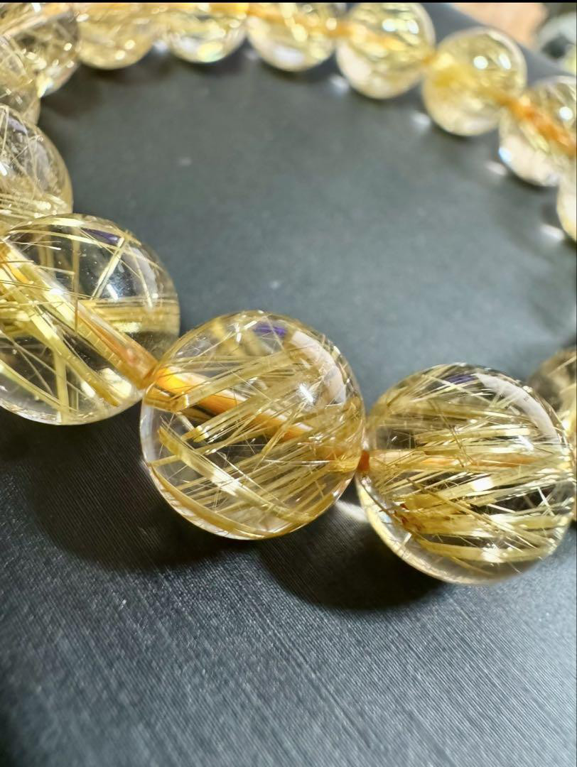 超高品質 透明感抜群 タイチンルチル 13mm 天然石 ブレスレット ルチル