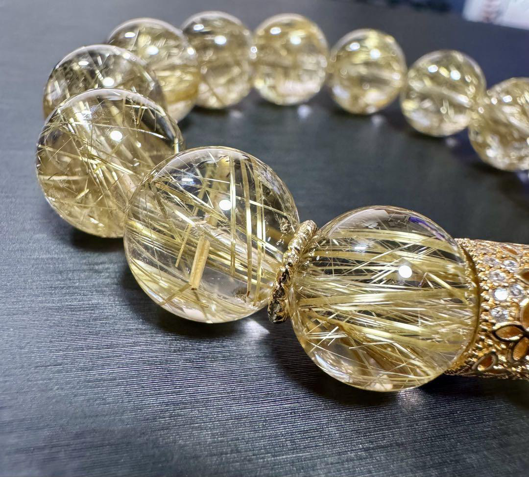 超高品質 透明感抜群 タイチンルチル 13mm 天然石 ブレスレット ルチル