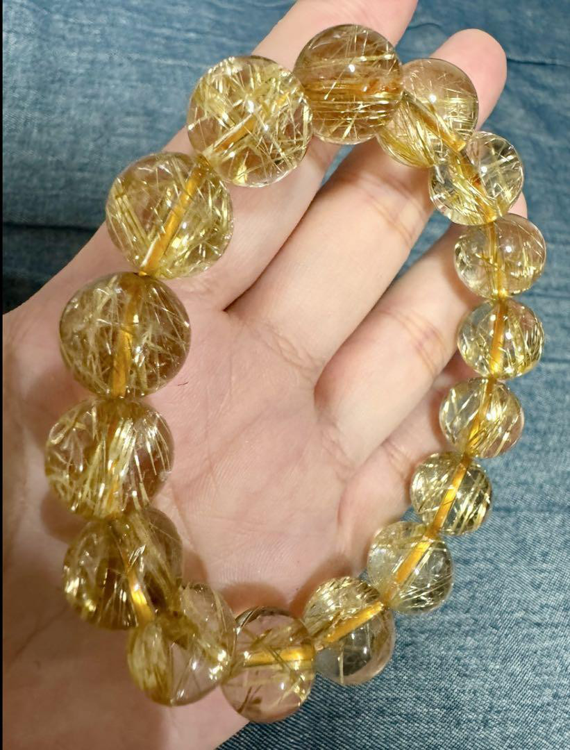 超高品質 透明感抜群 タイチンルチル 13mm 天然石 ブレスレット ルチル